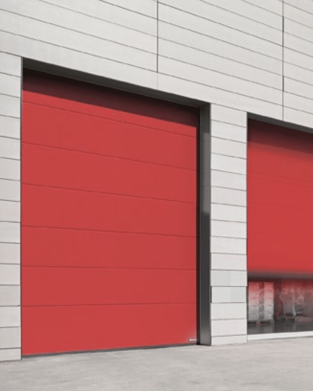 porte sectionnelle industrielle rouge